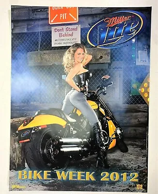 Vintage Sexy Girl On Harley Miller Lite Beer Poster Bike Week Daytona Beach 2012 • $11.30