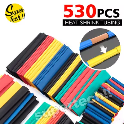 530 Pcs Heat Shrink Tubing Tube Assortment Wire Cable Insulation Sleeving Kit AU • $8.99