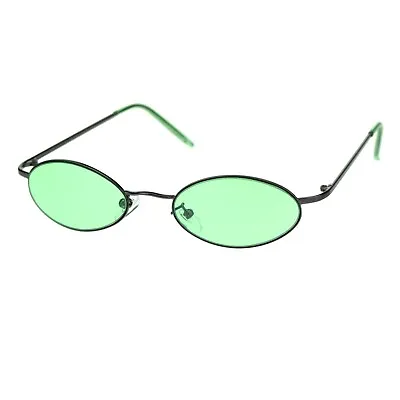 Unisex Small Sunglasses Oval Curved Gunmetal Frame Color Lens UV 400 • $11.95