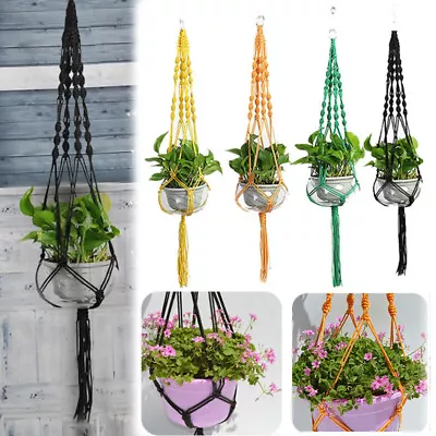 Plant Hanger Macrame Hanging Planter Basket Rope Flower Pot Holder Decor Rope UK • £7.25