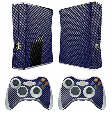 Blue Carbon Fiber Decal Skin Sticker For Xbox360 Slim And 2 Controller Skins • $9.99
