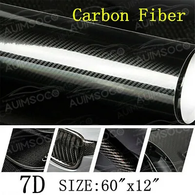 $11.22 • Buy Car Accessories Glossy Carbon Fiber Vinyl Film Auto Interior Wrap 7D Stickers