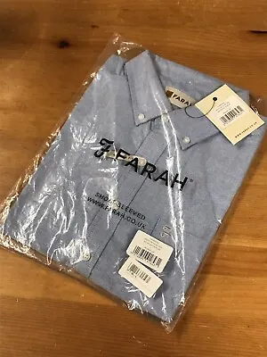 Farah Shirt Mens Drayton Large Short Sleeve In Blue BNWT NEW Designer • £29.99
