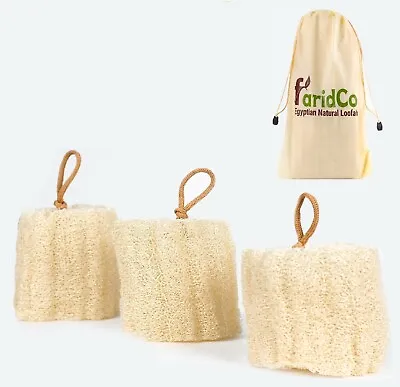 Natural Egyptian Quality Loofah Bath & Shower Sponge – By FaridCo  (3 Piece Set) • $13.99