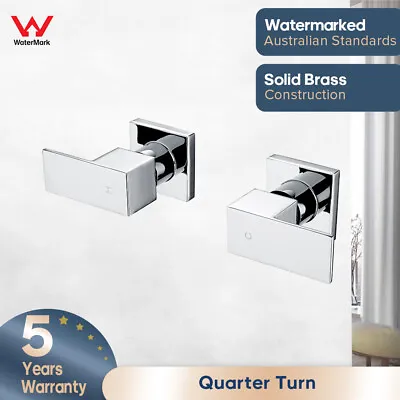 Decaura Shower Taps 1/4 Turn Mixer Square Wall Tapware Chrome Brass Spindles • $69.99