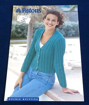 PATONS 2244 LADIES DK RIBBED CARDIGAN KNITTING PATTERN SIZE 32-42”/ 81-107cm • £1.75