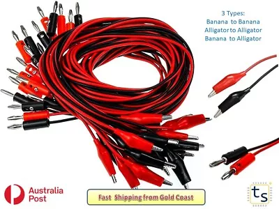 Alligator Clips - Banana Plug 4mm Electrical Probe Clamp Test Leads AU • $6.95