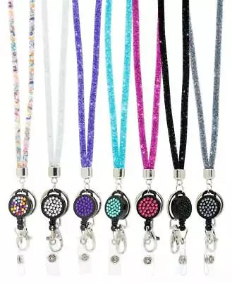 Lanyard ID Card Holder Sparkle Bling Strap Metal Clip Retractable Badge Reel UK • £5.24