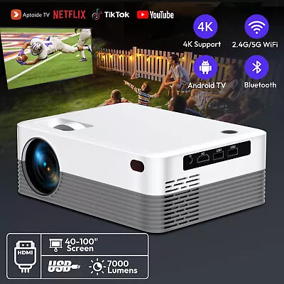 7000 Lumen 4K Projector 5G WiFi Bluetooth Smart LED Android Office Home Theater • $73.99