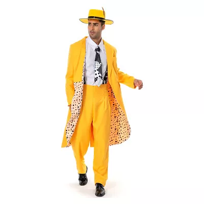 The Mask Jim Carrey Yellow Suit Cosplay Costume Men Uniform Outfits Halloween • $70.11