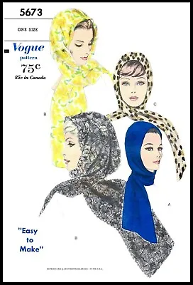 Vogue # 5673 EASY Scarf Hood Hat Cap Fabric Sewing Pattern Chemo Cancer Alopecia • $5.99