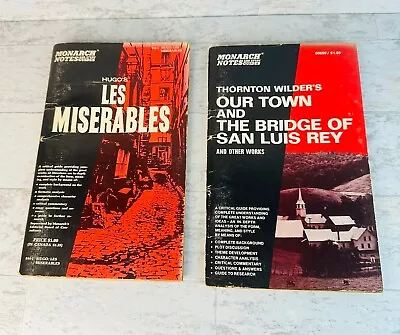 Monarch Notes - Classics - Our Town & Les Miserables - Vintage - 1965/1966 • $18.50