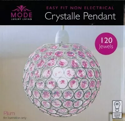 Ceiling Light Shade Chrome Plum Acrylic Ball Crystal Globe Light Shade Pendant • £12.95