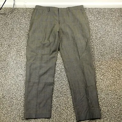 2020 J Crew Pants Ludlow Italian Linen Blend Glen Plaid Gray Mens 36x30 Slim Fit • $74.99