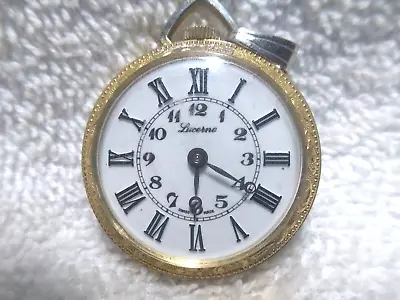 Lucerne  Wind Up Pendant Watch Round Shape Gold Art Deco Back Runs Needs Service • $2.99