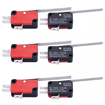 /6Pcs Micro Limit Switch Long Straight Hinge Lever Arm SPDT Snap Action Switch F • $12.29