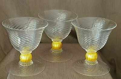 3 Vtg William Gudenrath Venetian Gold Leaf Glass Cocktail & Dessert Bowl • $115