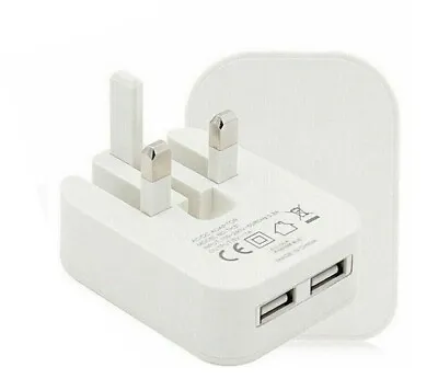 3-PIN DUAL USB Port Foldable Main Wall Plug 2.1 AMP Fast Charger UK • £4.91