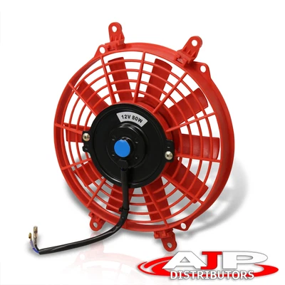 $31.99 • Buy 9  12V 2250RPM Red Electric Engine Motor Intercooler Radiator Fan Kit Universal