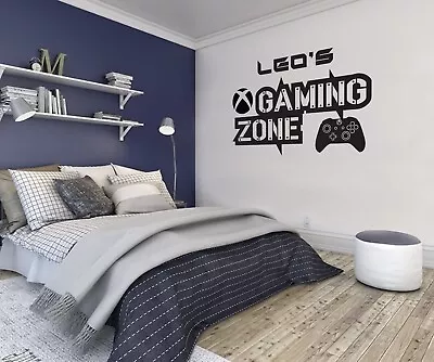 Personalised XBOX Gaming Zone Controller Gaming Kids Wall Sticker Vinyl Decal • £11.99