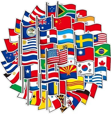 50 National Flag Stickers/world Countries/maps/country Vinyl Sticker-waterproof • £4.33