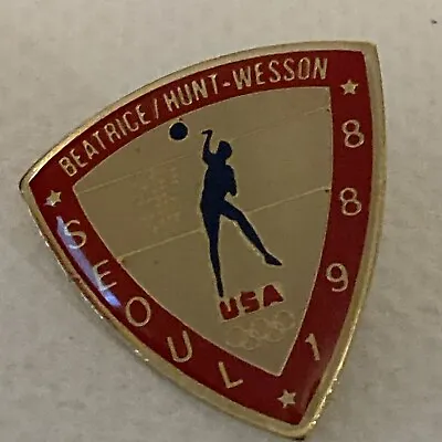 VTG 1988 Volleyball Team USA Seoul Olympic Rings Metal Enamel Pin Red White Blue • $4.99