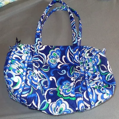 Vera Bradley Mediterranean Blue White Duffle Bag Travel Gym Shopping Tote Duffel • $28.95