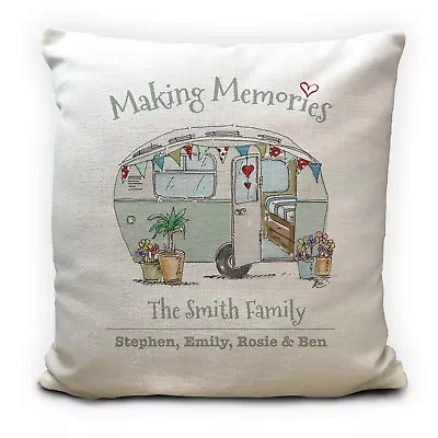 £14.99 • Buy Personalised Family Caravan Illustration Making Memories Cushion Cover 16 