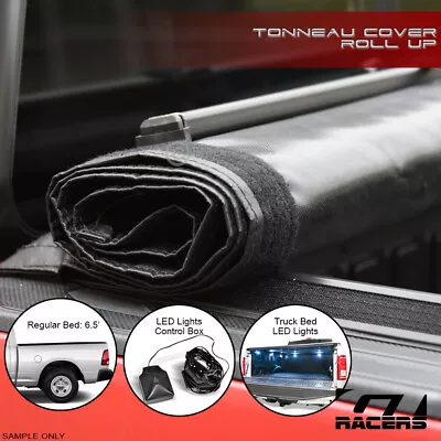 For 2019-2024 Ram 1500 6.4 Ft Bed Lo Pro Roll Up Tonneau Cover W/Velcro V2+LED • $211