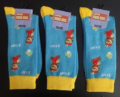 Lot Of 3 Pairs Of Super Mario Bros Adult Crew Socks Size 10-13 New • $10