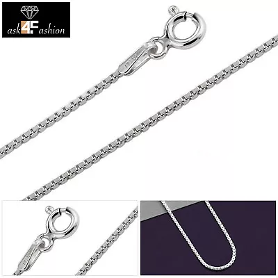 Mens Womens 10K White Gold Italian Box Chain Necklace 1.2mm 16  - 22  • $169