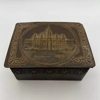 Antique Austrian Ornate Metal Trinket Jewelry Box Hand Etched Wien • $79.99