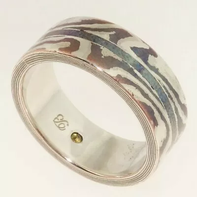 Mokume Gane Ring Handmade Bi-metal  Silver & Copper Size 9 AAA Quality • $155