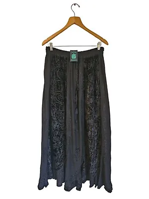 Maxi Skirt Velvet Embroidered Boho Hippie Gothic Plus Size Fits UK 18-20-22-24 • £35