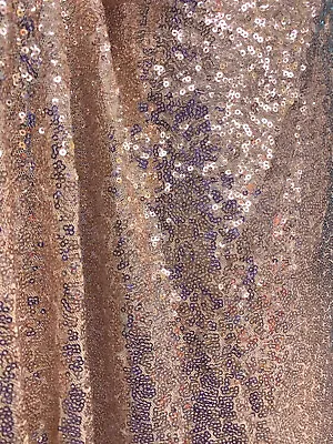 ROSE GOLD ALL OVER MICRO SEQUINS STRETCH MESH FABRIC (54 In.) Sold By The Yard • $14.99