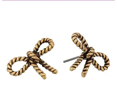 $55 MARC BY MARC JACOBS ANTIQUE GOLD TONE ROPE BOW CHARM STUD EARRINGS MJ1a • $42.91