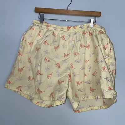 VINTAGE 90s Polo Sport Swim Trunks Men XL Yellow Ralph Lauren Sunbather Sailboat • $10