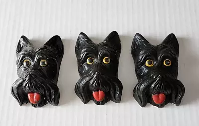 Lot Of 3 Vintage 1960s Ceramic 4  Black Boston Terrier Hanging Wall Figurines • $14.99