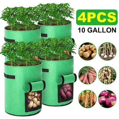 £6.99 • Buy 4pcs 10 Gallon Planting Potato Grow Bags Garden Vegetable Container With Wind