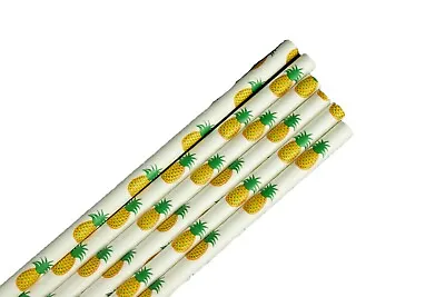 Eco-Friendly 7.75  PINEAPPLE Fruit Design Paper Straws Choose Package Amount  • $1.95