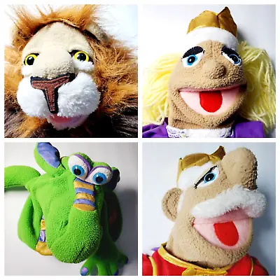 LOT (4) Melissa & Doug Hand Puppet King Princess Lion & Dragon 14” / One Stick • $50