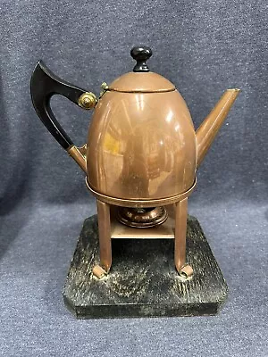 Antique S Sternau & Co Copper Coffee Tea Pot Sterno Burner Patents 1908 & 1892 • $172