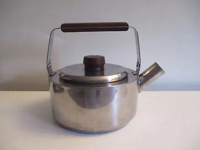 Vintage 70s Mid-century Modern Tea Water Kettle Stainless Steel Rosewood Handle  • $39.99