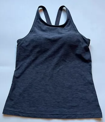 Women's PrAna Small Heather Gray Black Racer Back Tank Top Active Built In Bra • £15.41