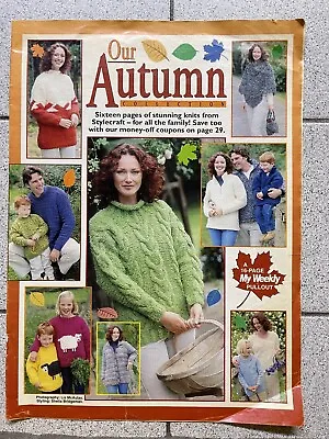 My Weekly Our Autumn 8 Patterns Family Sweater Cardigan Jacket Poncho Bag • £3.50