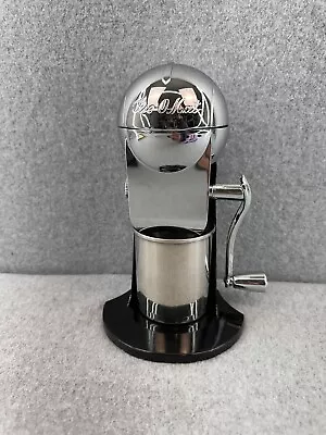 Vintage Metrokane Ice-O-Mat Ice Crusher Manual Crank Chrome Black + Cup • $49.94