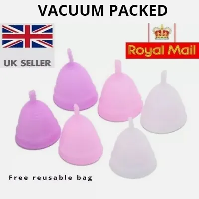 Menstrual Cup Feminine Hygiene Eco Friendly Reuseable Free Storage Bag • £3.49