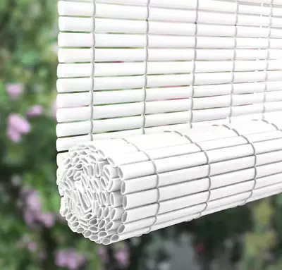 WHITE Roll Up Outdoor Blind Shade Patio Window Light Filtering UV Protection 72  • $34.99