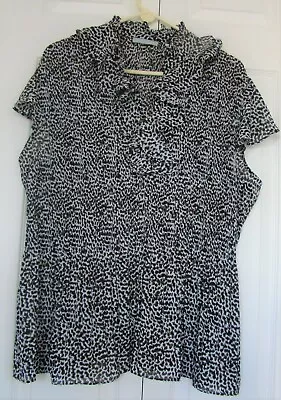 $14.75 • Buy RUFFLED V-NECK ANIMAL PRINT MICRO-PLEAT, ACCORDIAN TOP By VIOLET & CLAIRE, SZ 3X