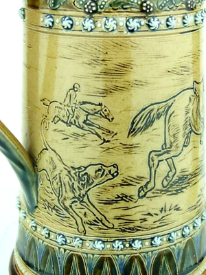 £795 • Buy Very Rare Doulton Lambeth Lemonade Pitcher- Hunting Scene W/ Dogs -Hannah Barlow